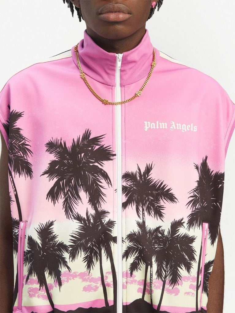 Pink Palm Tree Print Gilet