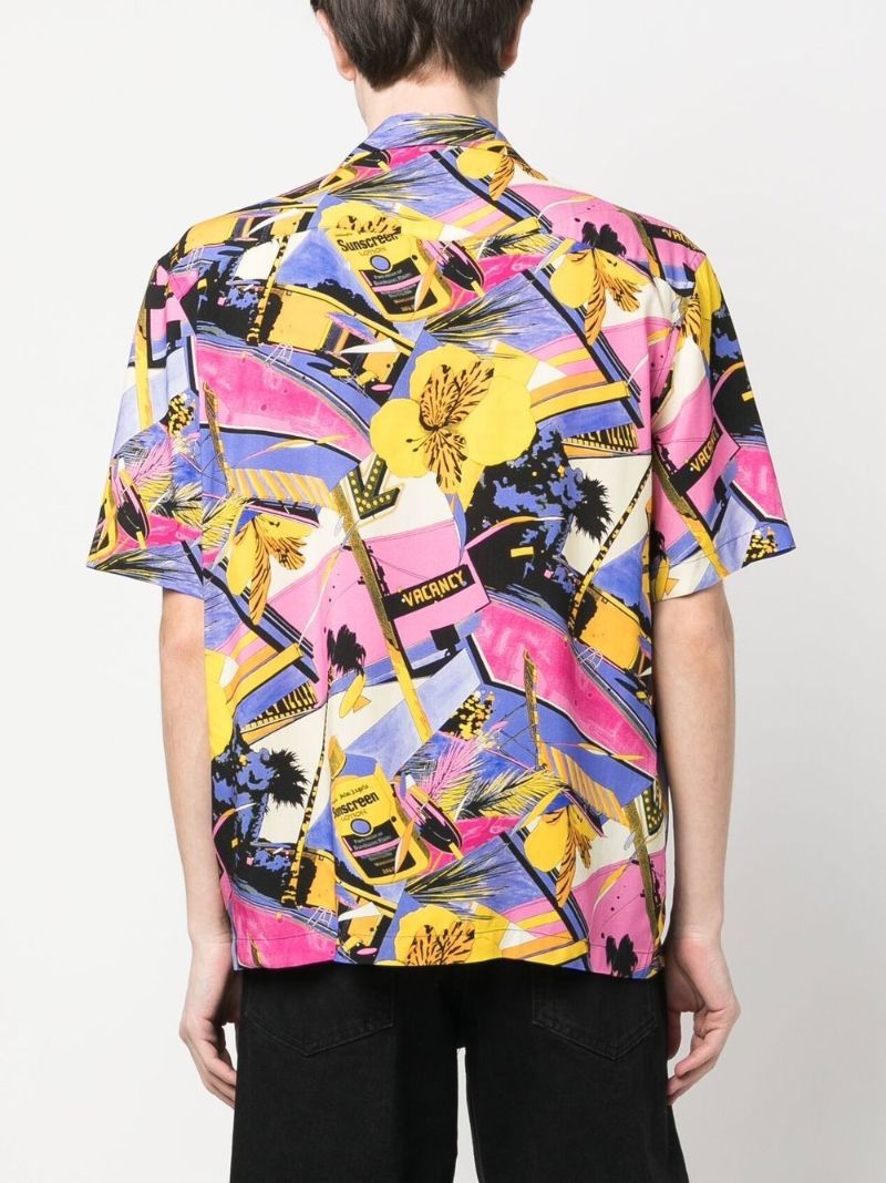 Pink Graphic Print Bowling Shirt