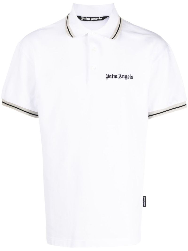 White Logo Embroidery Polo Shirt