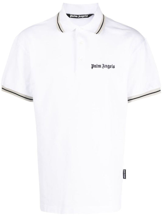 White Logo Embroidery Polo Shirt
