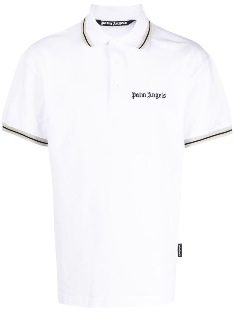 White Logo Embroidery Polo Shirt