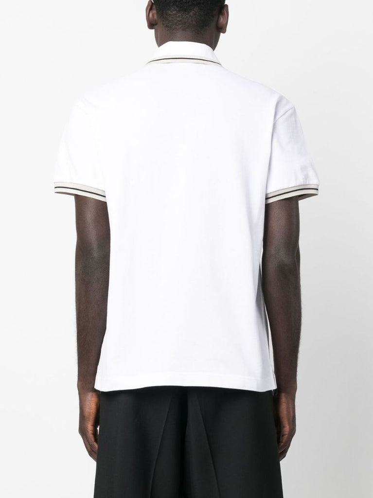 White Logo Embroidery Polo Shirt
