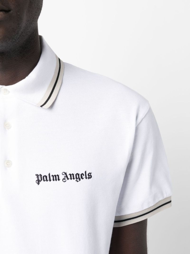 White Logo Embroidery Polo Shirt