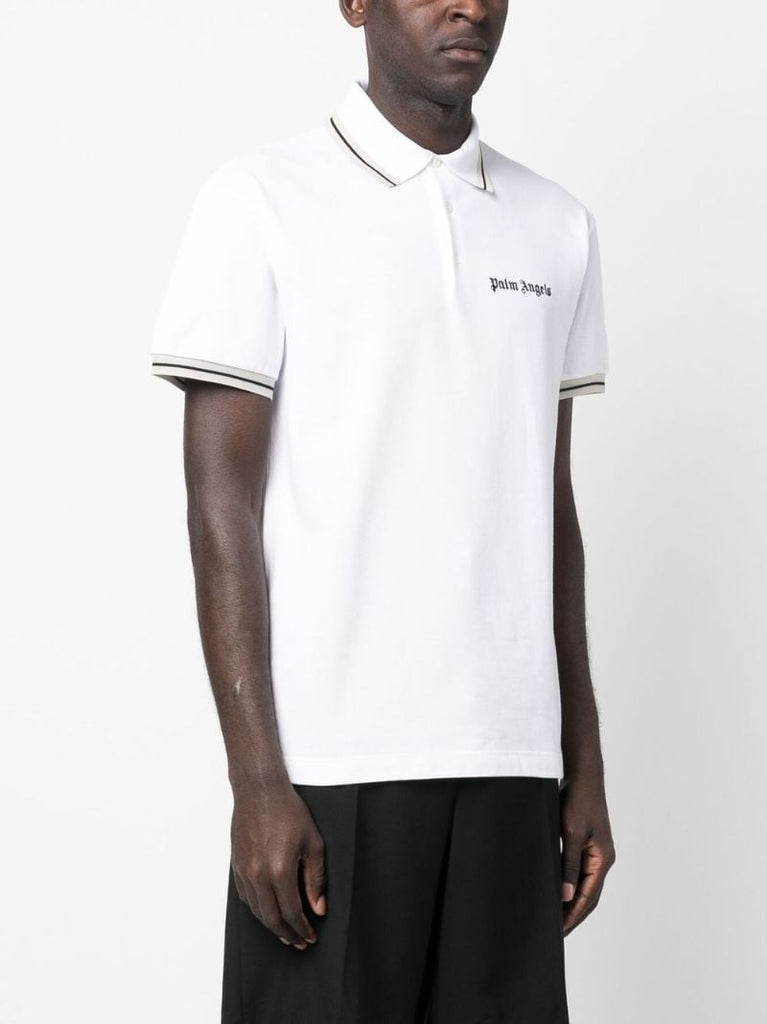 White Logo Embroidery Polo Shirt