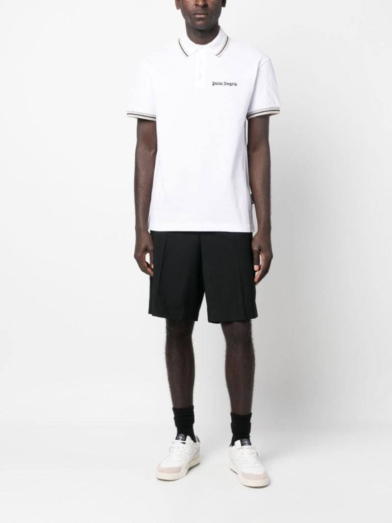 White Logo Embroidery Polo Shirt