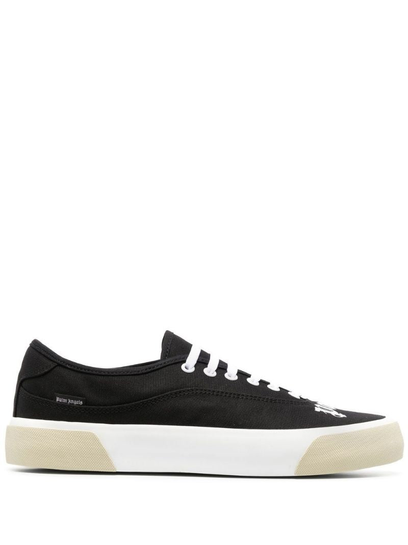 Black Logo Print Cotton Sneakers