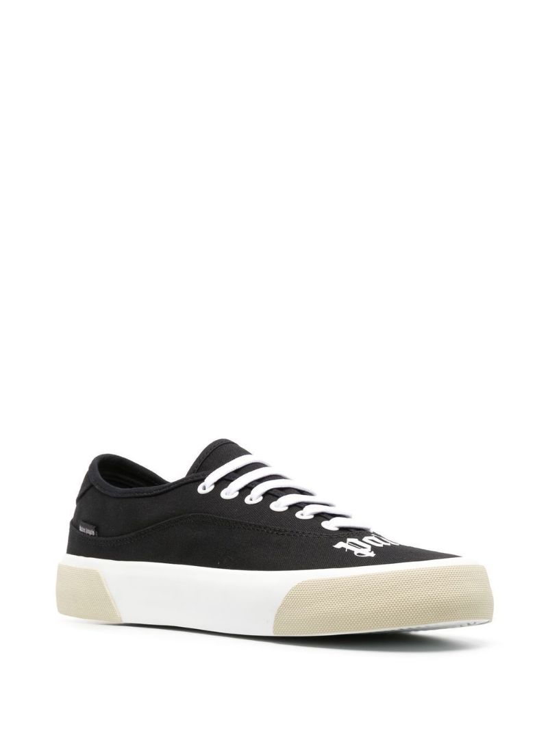 Black Logo Print Cotton Sneakers