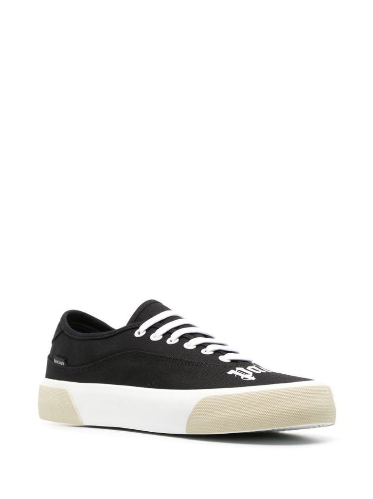 Black Logo Print Cotton Sneakers