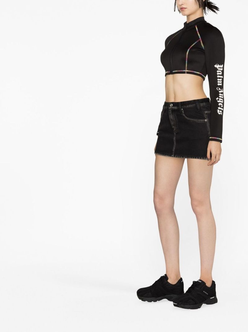 Black Cropped Surf Top