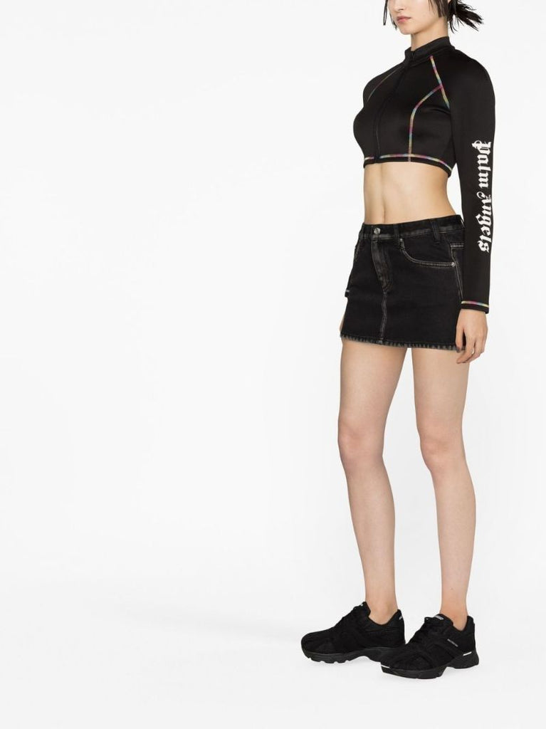 Black Cropped Surf Top
