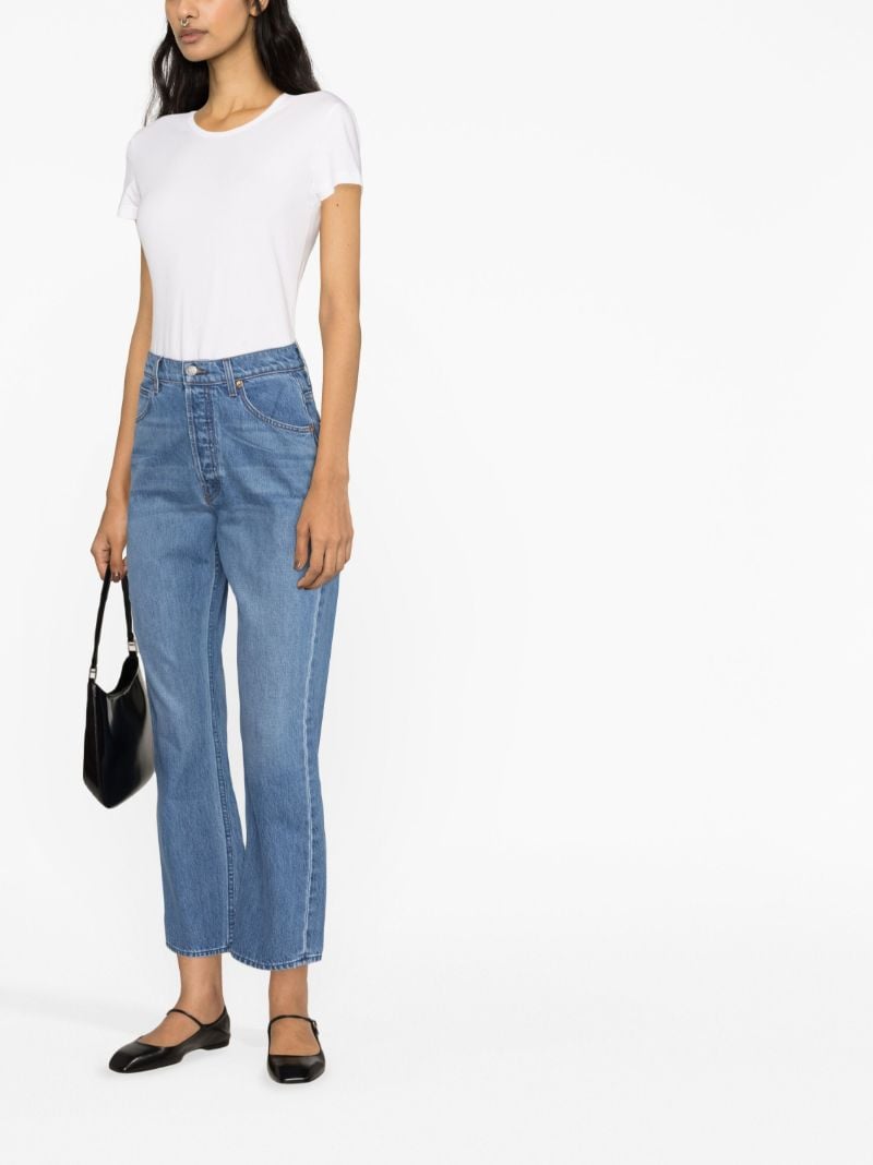 Blue Tippy Top Faded Cropped Jeans