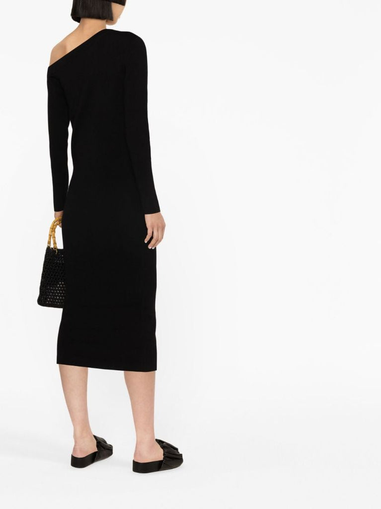Black Kitty Asymmetric Knitted Dress