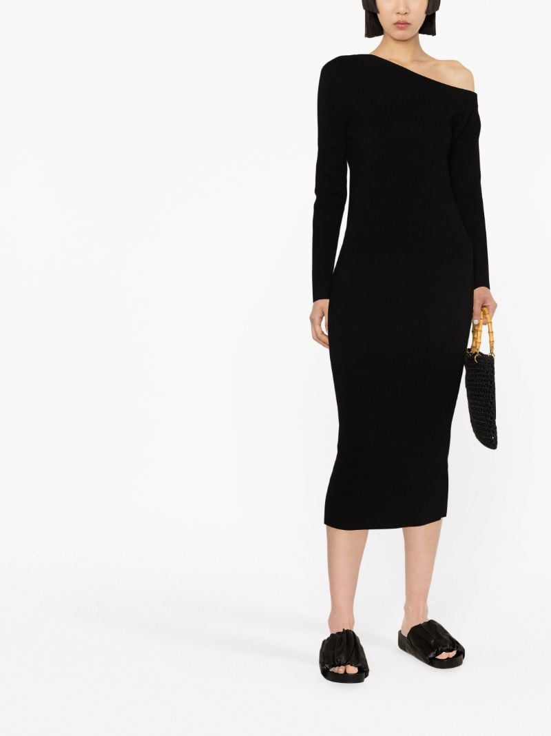 Black Kitty Asymmetric Knitted Dress