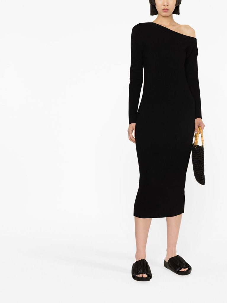 Black Kitty Asymmetric Knitted Dress