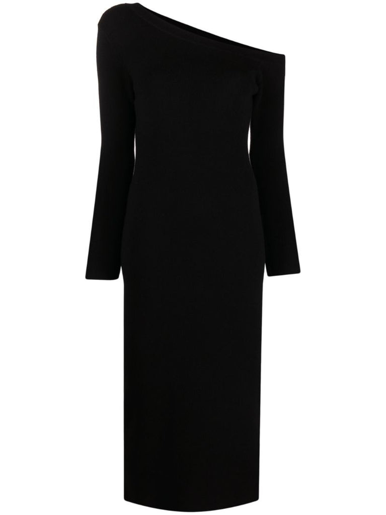 Black Kitty Asymmetric Knitted Dress