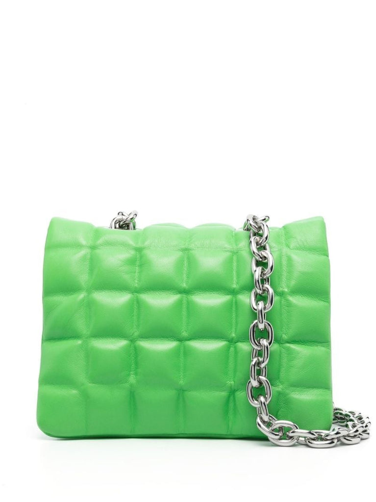 Green Gigi Padded Leather Shoulder Bag