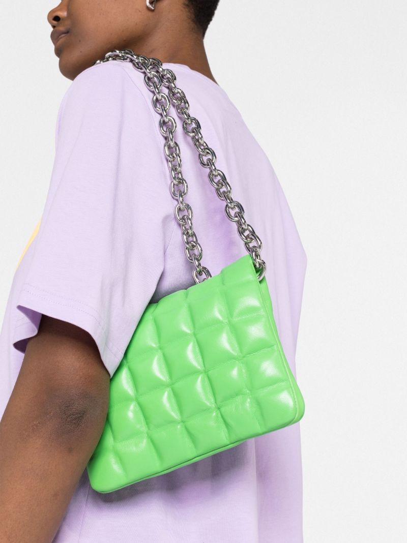 Green Gigi Padded Leather Shoulder Bag