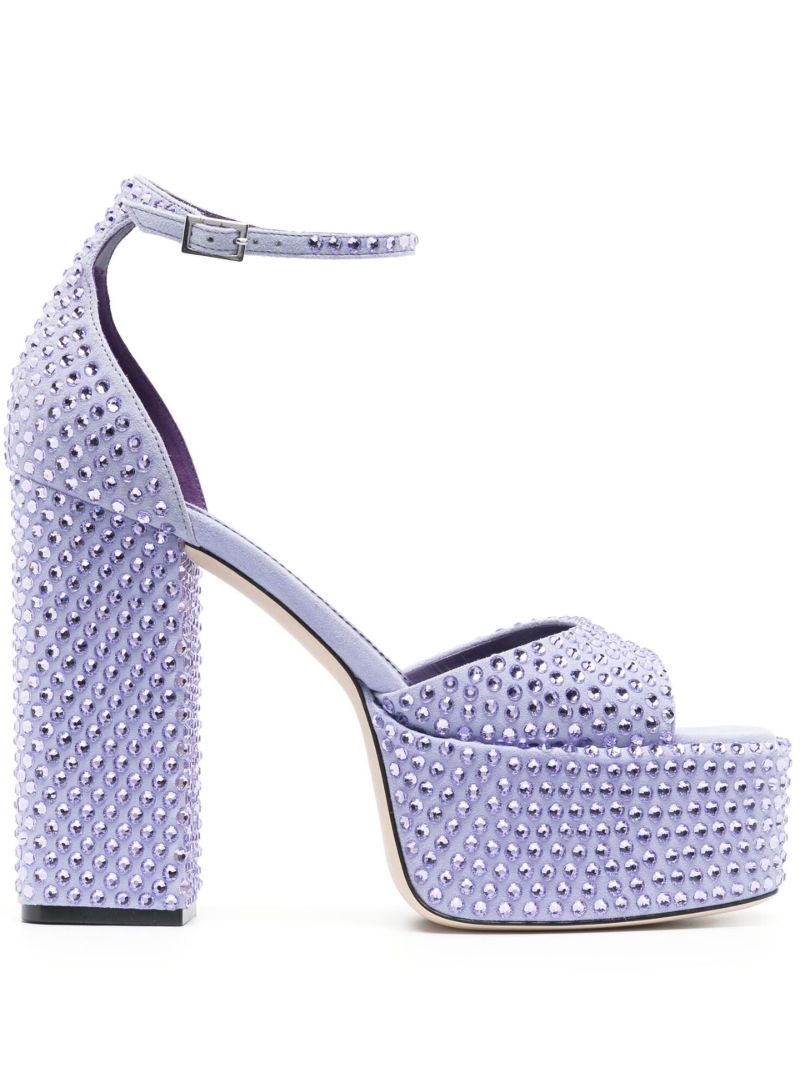 Purple Tatiana 130 Crystal Platform Leather Sandals