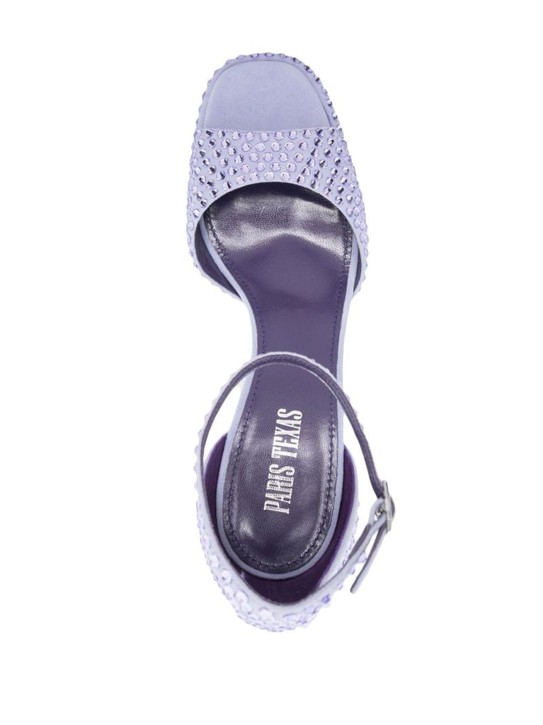 Purple Tatiana 130 Crystal Platform Leather Sandals