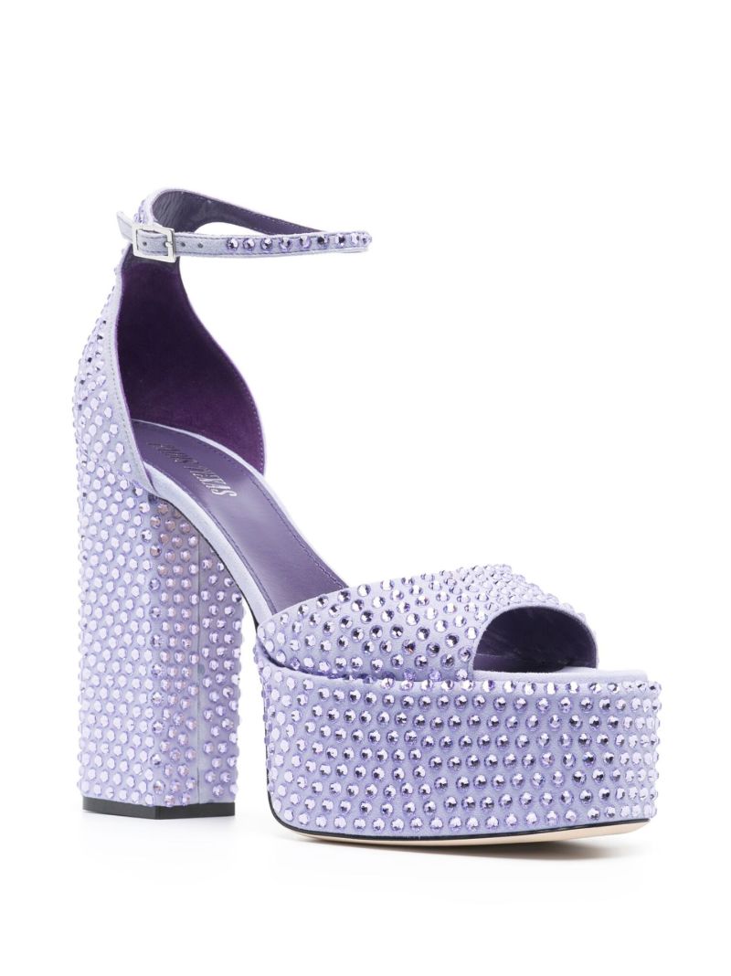 Purple Tatiana 130 Crystal Platform Leather Sandals