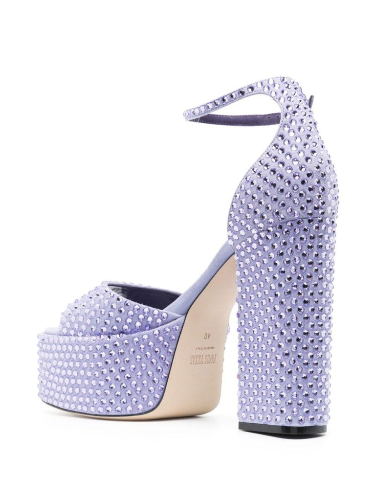 Purple Tatiana 130 Crystal Platform Leather Sandals