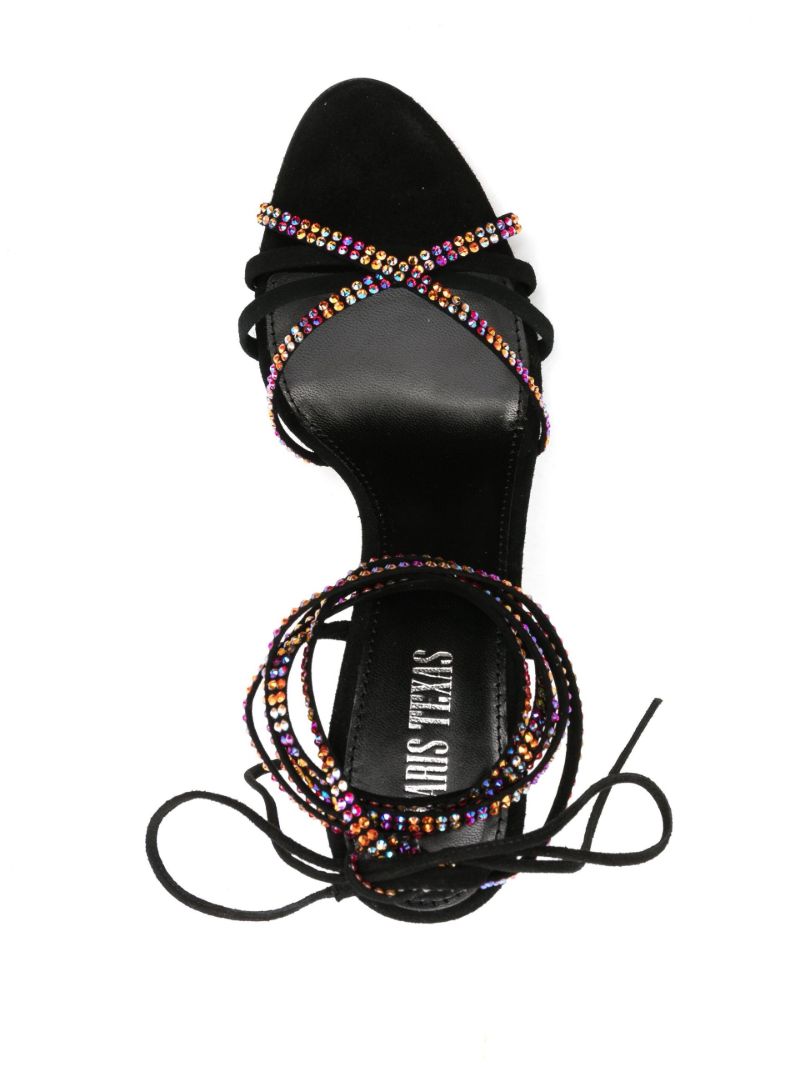 Black Holly Nicole 105 Crystal Lace-up Sandals