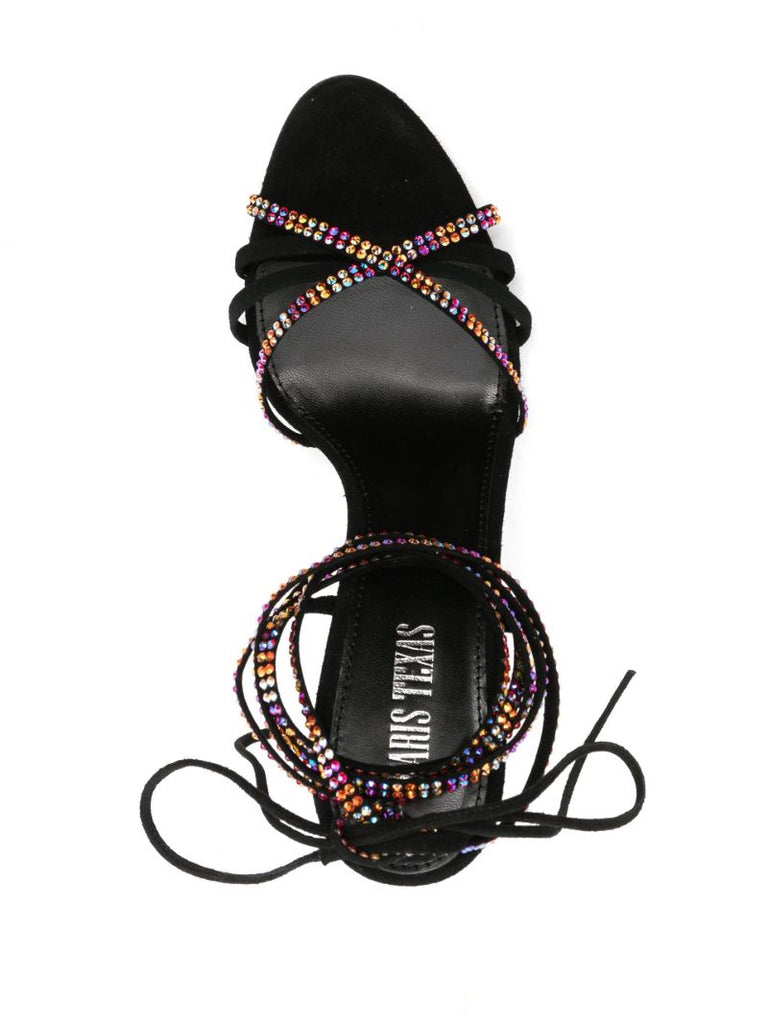 Black Holly Nicole 105 Crystal Lace-up Sandals