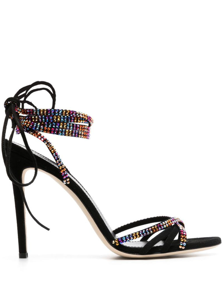 Black Holly Nicole 105 Crystal Lace-up Sandals