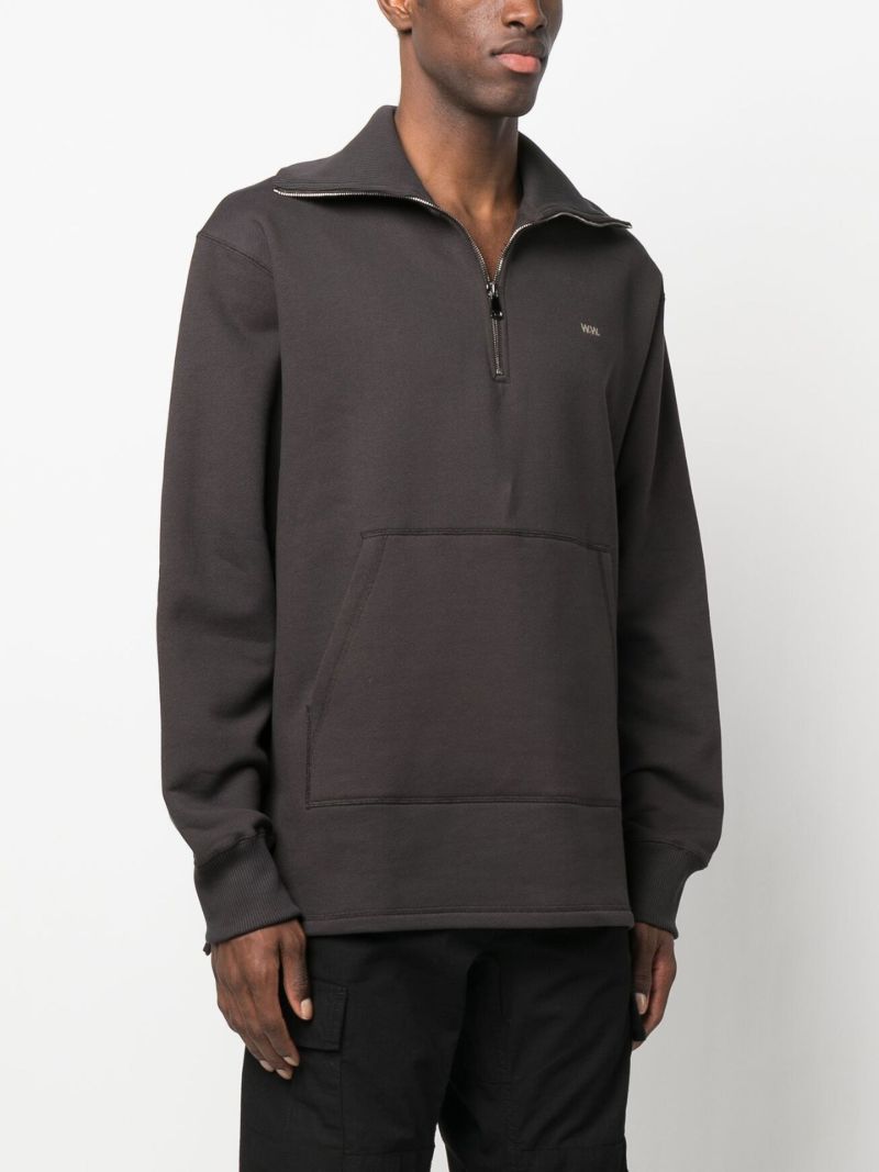 Grey Logo Embroidered Half-zip Sweatshirt