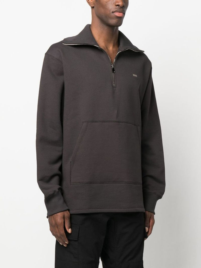 Grey Logo Embroidered Half-zip Sweatshirt
