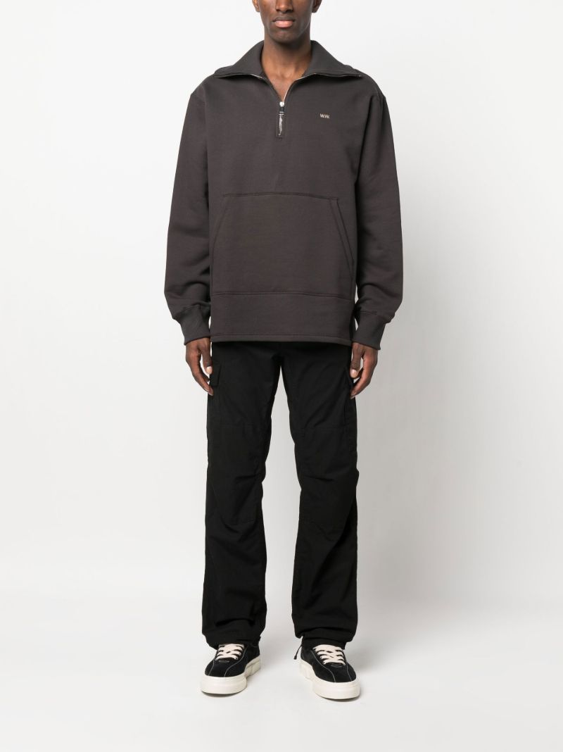 Grey Logo Embroidered Half-zip Sweatshirt