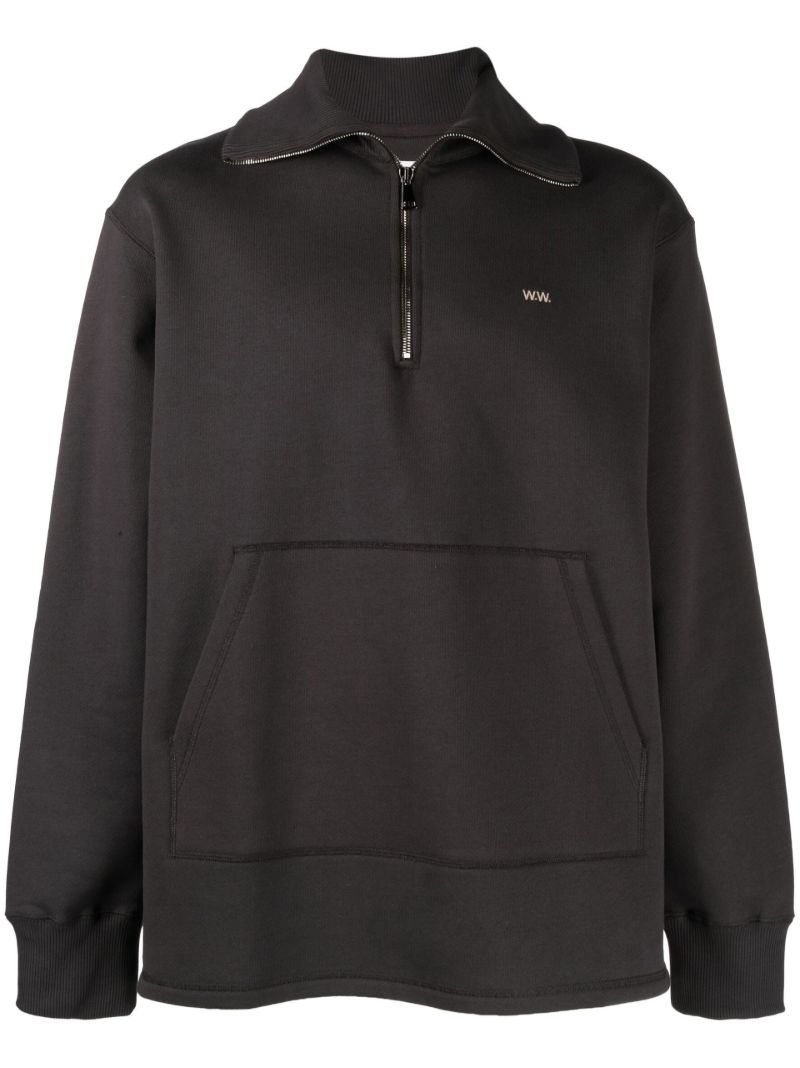 Grey Logo Embroidered Half-zip Sweatshirt