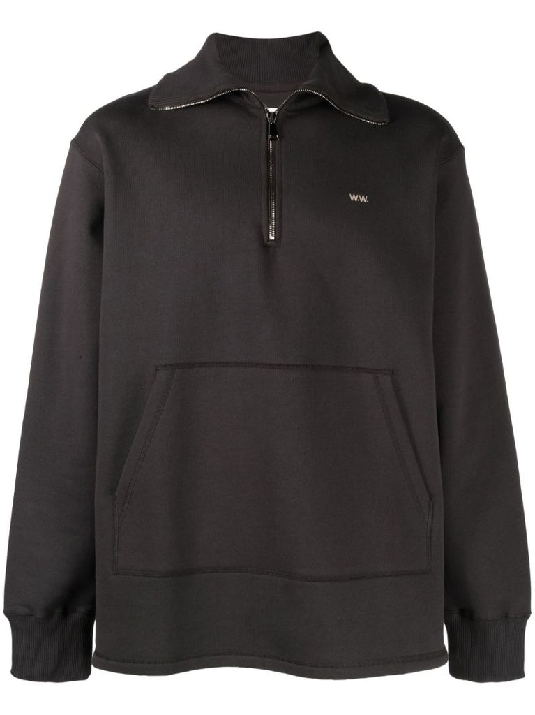 Grey Logo Embroidered Half-zip Sweatshirt