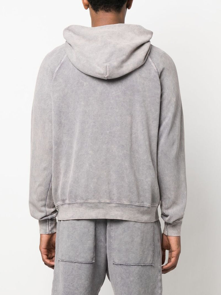 Grey Cotton Raglan Sleeve Hoodie