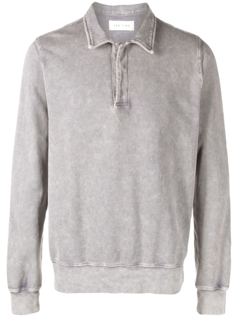 Grey Long-sleeve Polo Shirt
