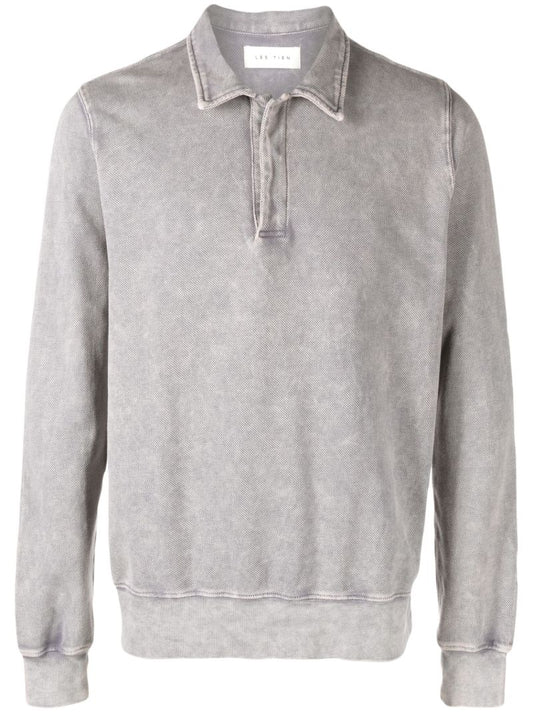 Grey Long-sleeve Polo Shirt
