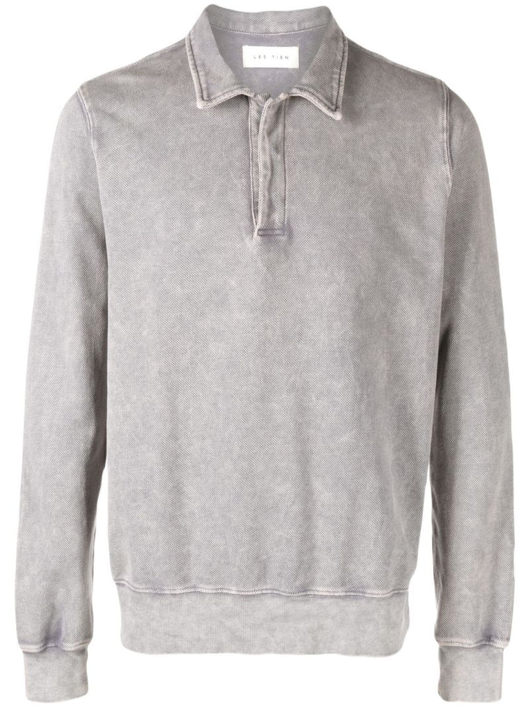 Grey Long-sleeve Polo Shirt