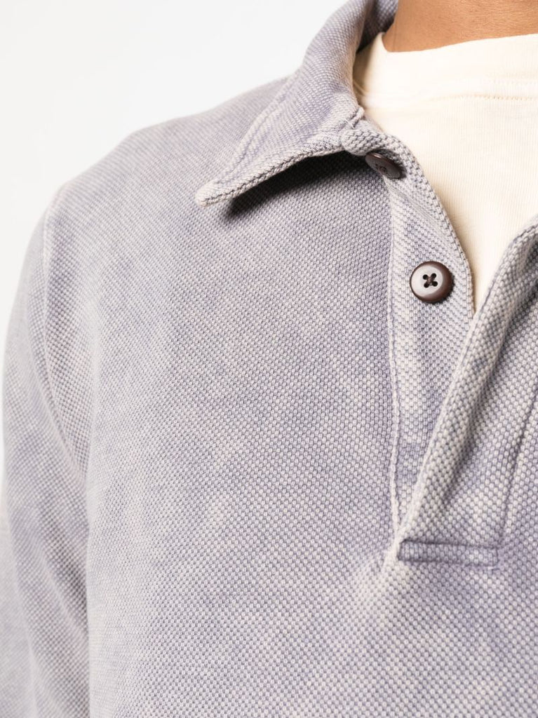 Grey Long-sleeve Polo Shirt
