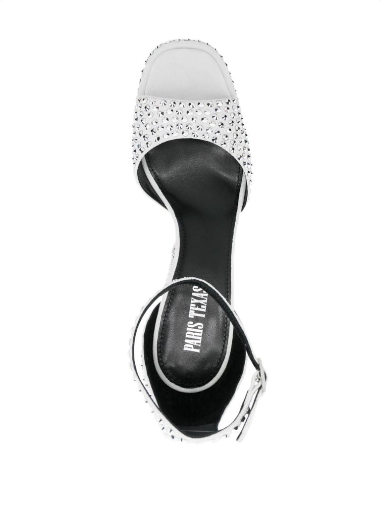 Silver Tatiana 130 Crystal Platform Leather Sandals