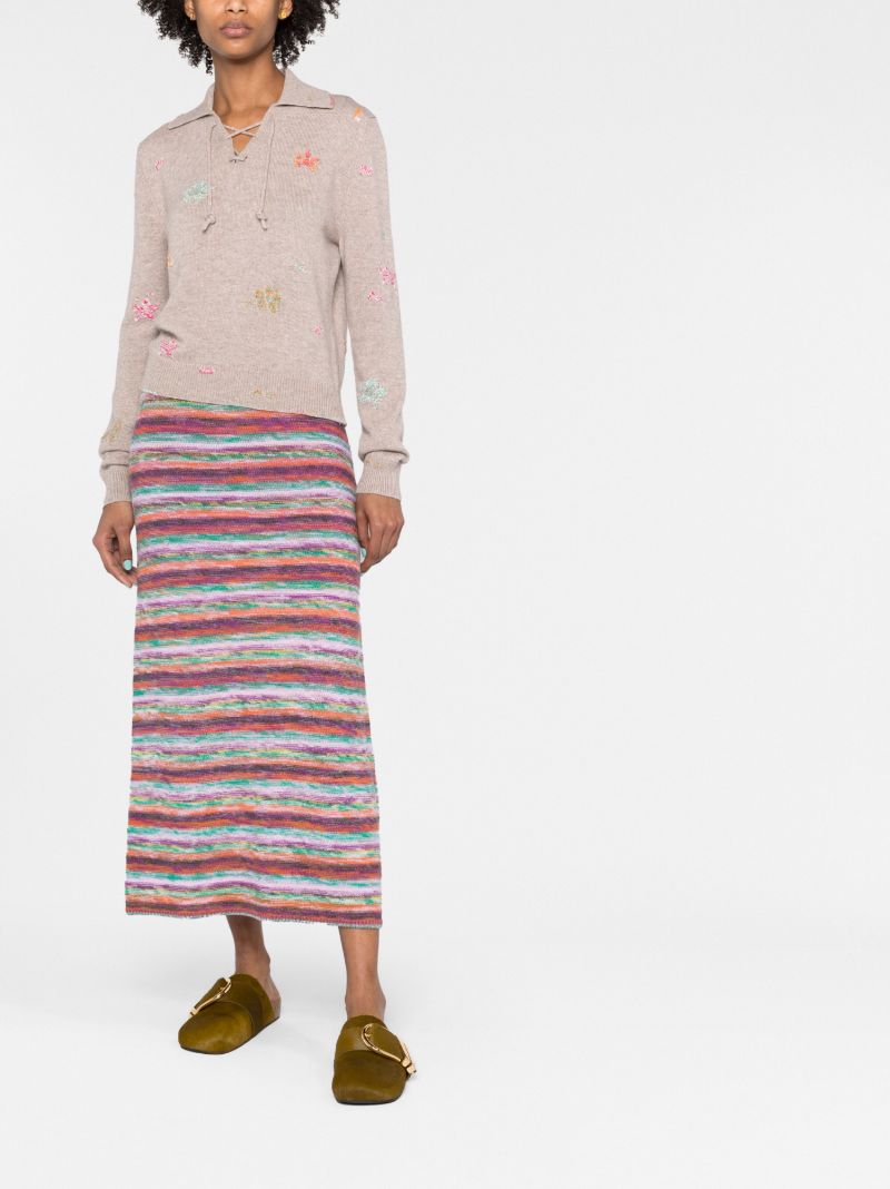 Neutral Floral Embroidered Cashmere Sweater