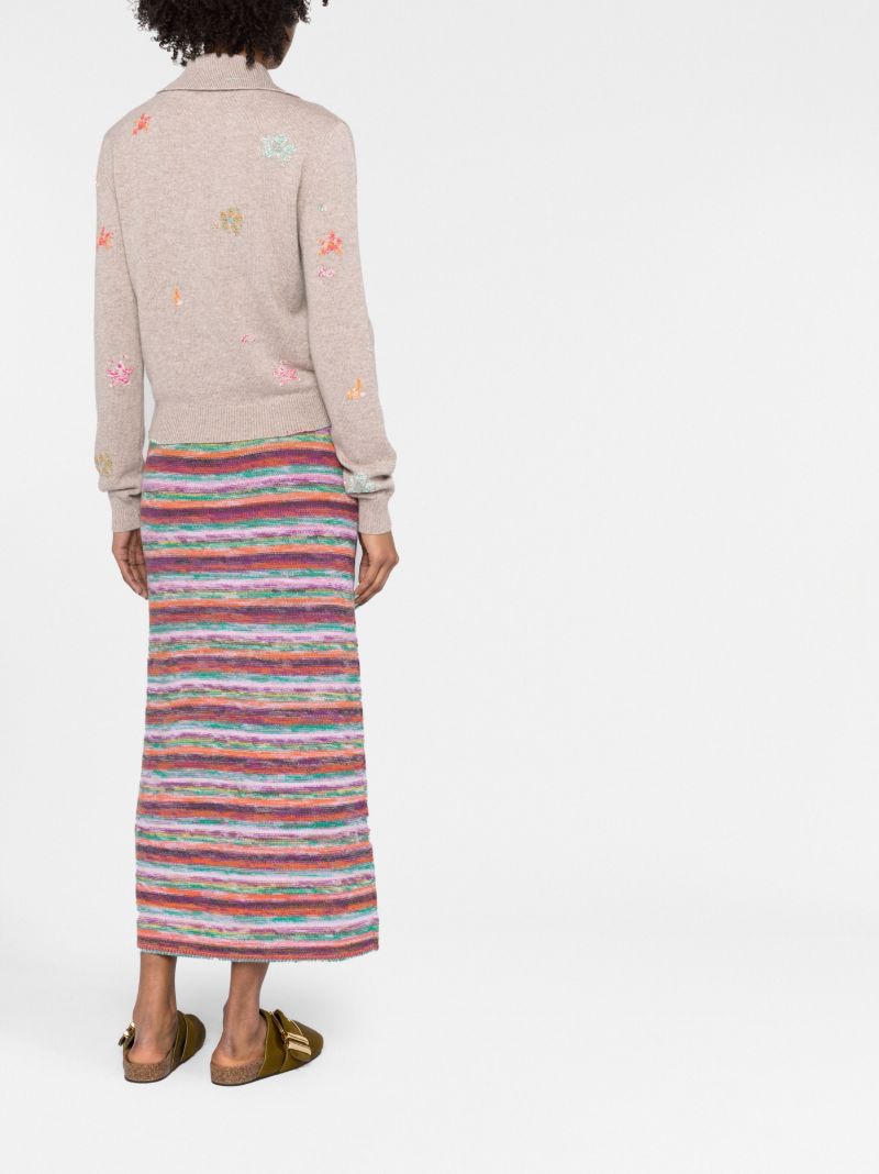 Neutral Floral Embroidered Cashmere Sweater