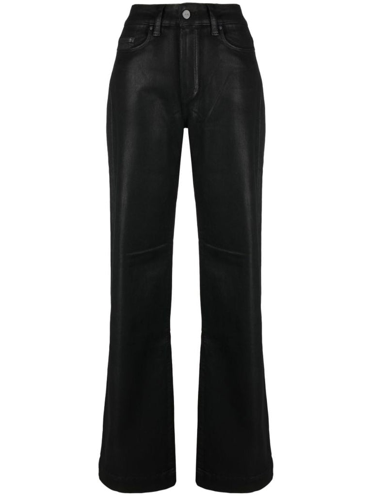 Black Leenah Coated Straight-leg Jeans