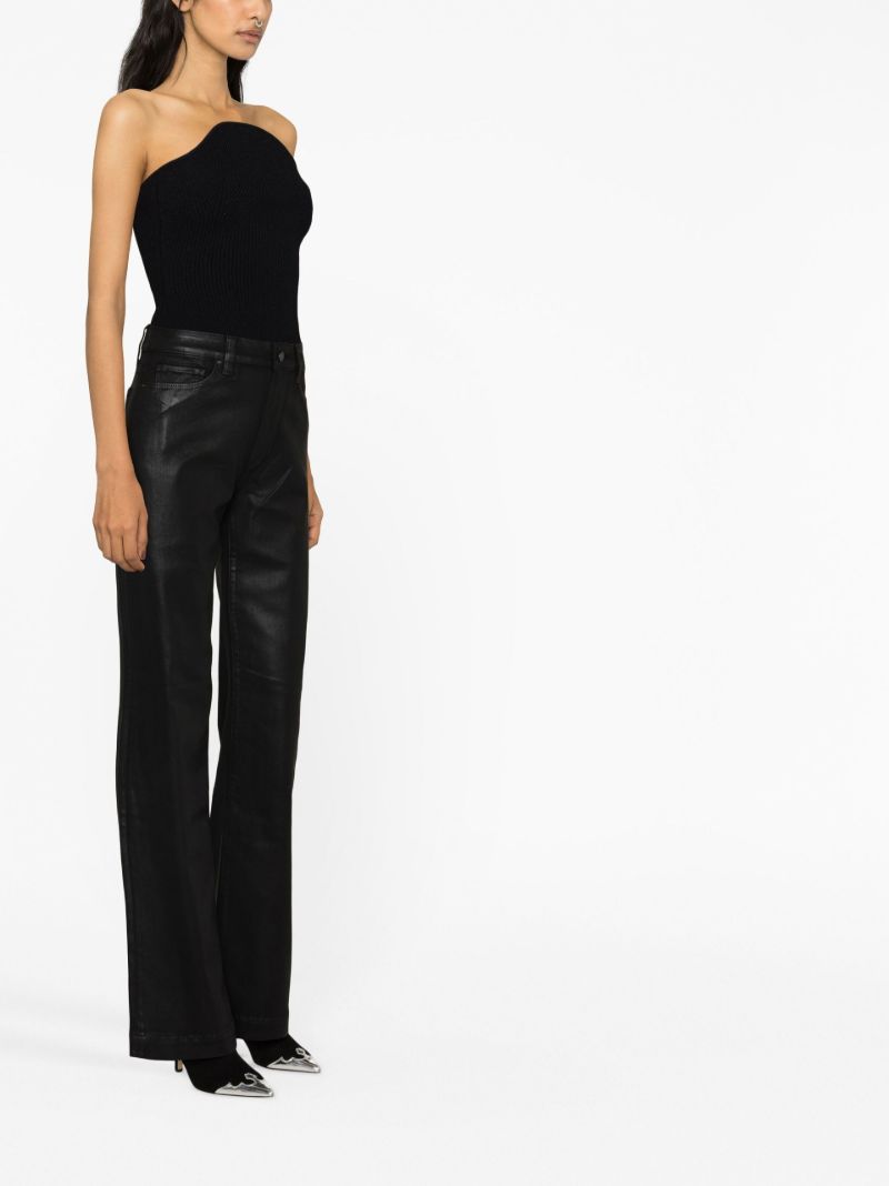 Black Leenah Coated Straight-leg Jeans