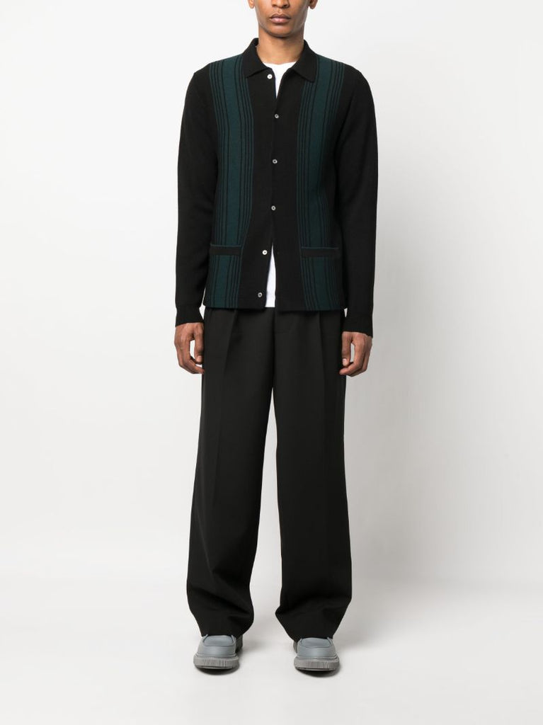 Black Striped Knitted Cardigan