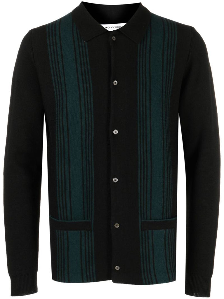Black Striped Knitted Cardigan