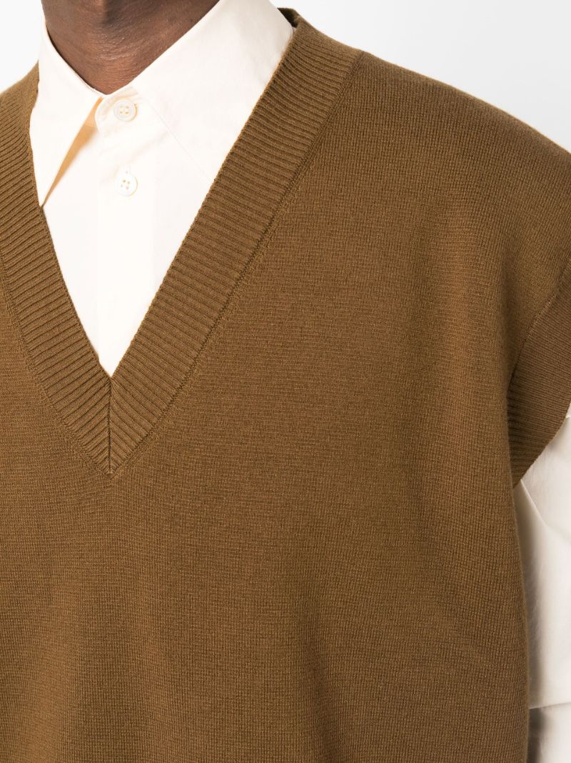 Brown Foss V-neck Knitted Vest