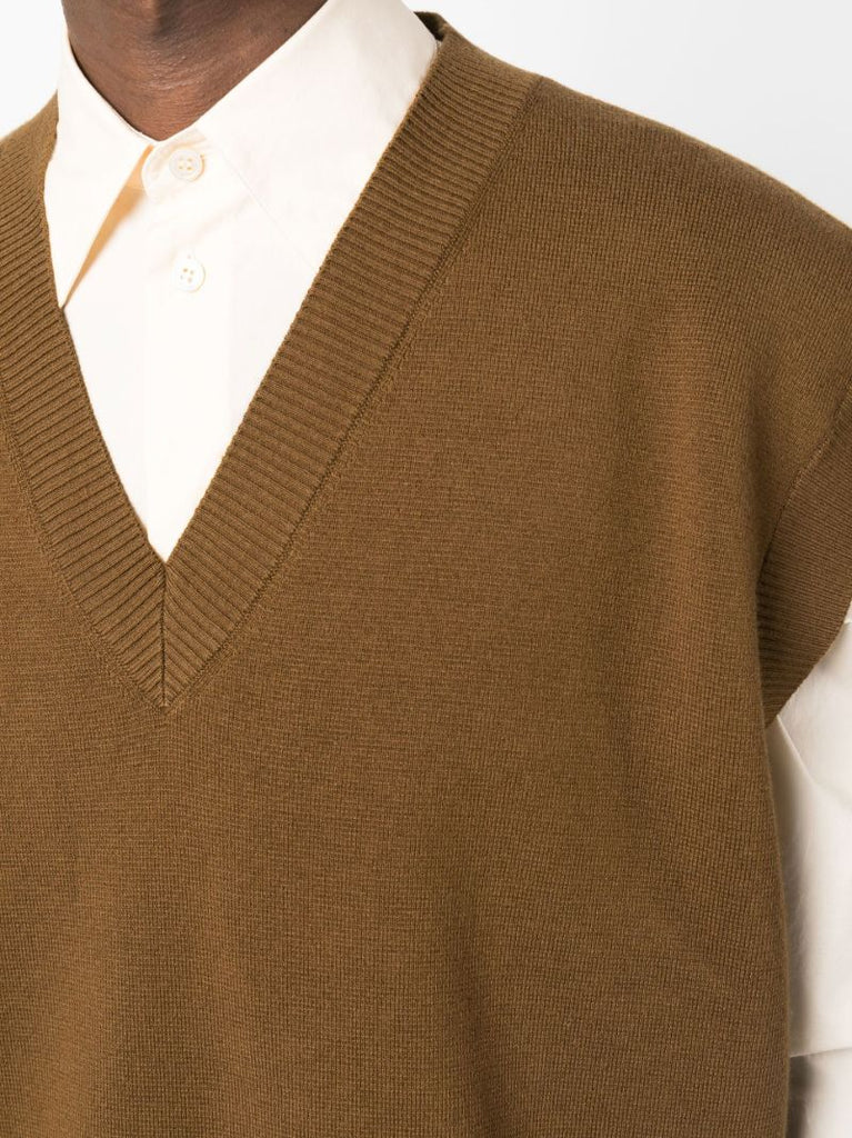 Brown Foss V-neck Knitted Vest