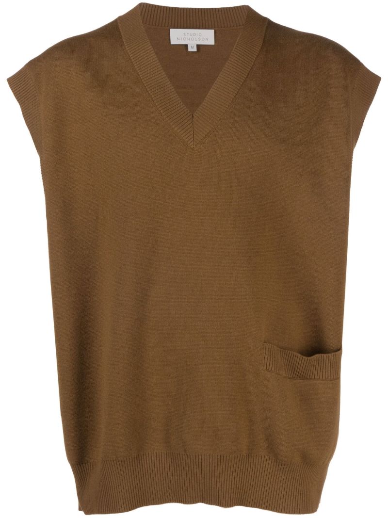 Brown Foss V-neck Knitted Vest