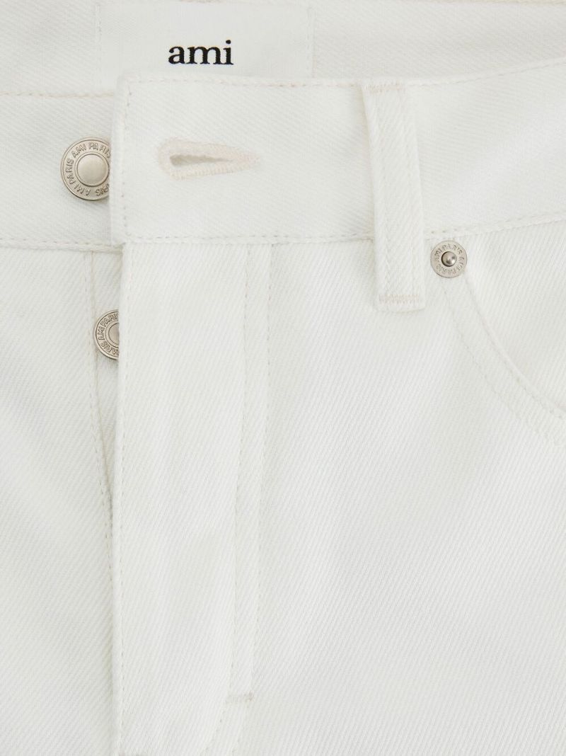 White Tapered Leg Denim Jeans