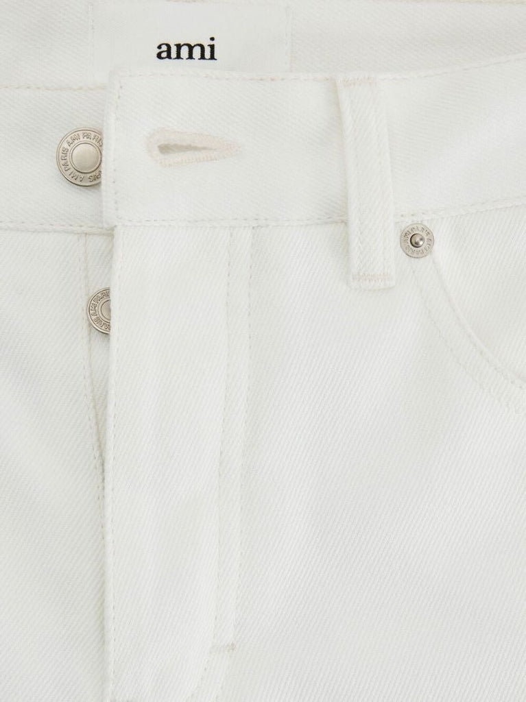 White Tapered Leg Denim Jeans